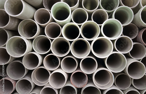 Stack of plastic pipes