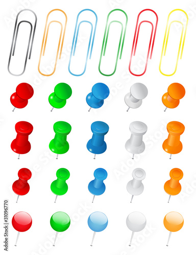 Vector Push Pins and Paper Clips