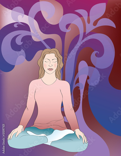 background with meditating girl