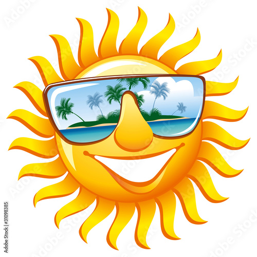 Cheerful sun in sunglasses