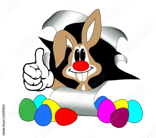 Osterhase mit bunten Eiern
