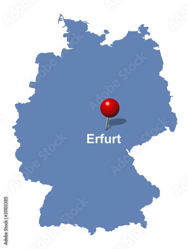Erfurt auf der Deutschlandkarte
