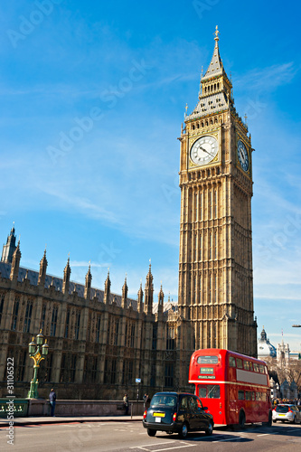 The Big Ben, the House of Parliament and the Westminster Bridge