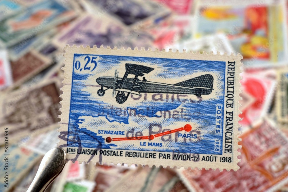 timbres - Première Liaison Postale Régulière par Avion 17 août 1918 -  philatélie France