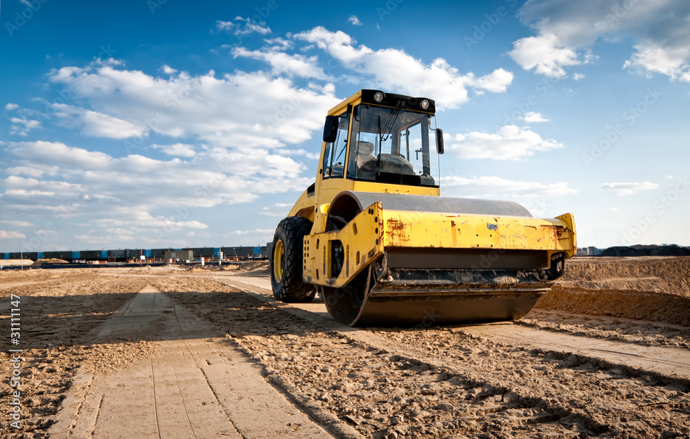 Building lot with caterpillar Building lot with caterpillar