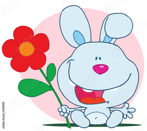 Bunny holds flower