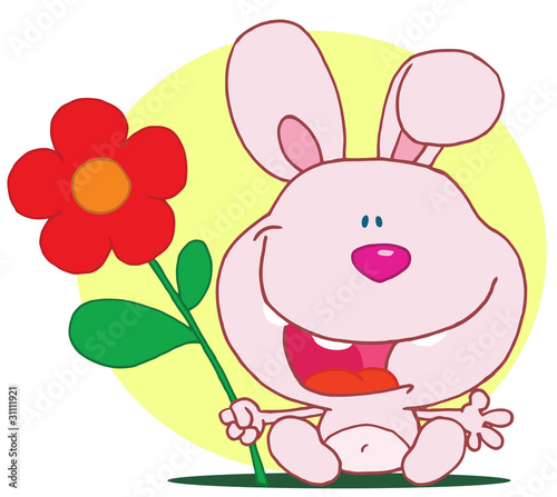 Bunny holds flower