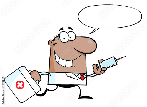African American Doctor Running