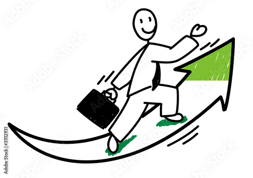 Homme d'affaire confiant sur flèche en croissance