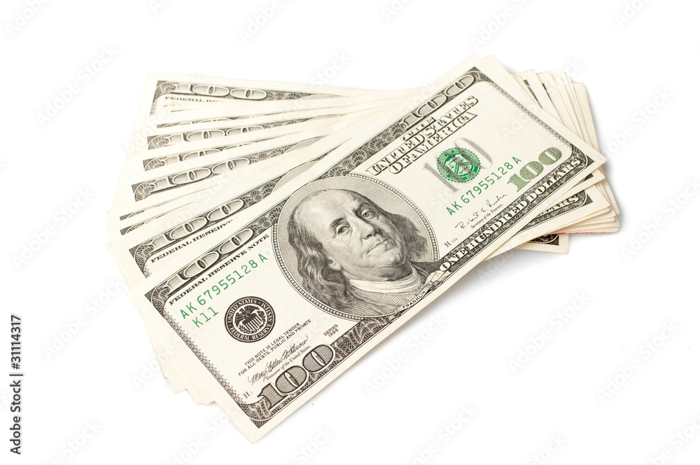 Dollar banknotes isolated on white background Dollar banknotes isolated on white background
