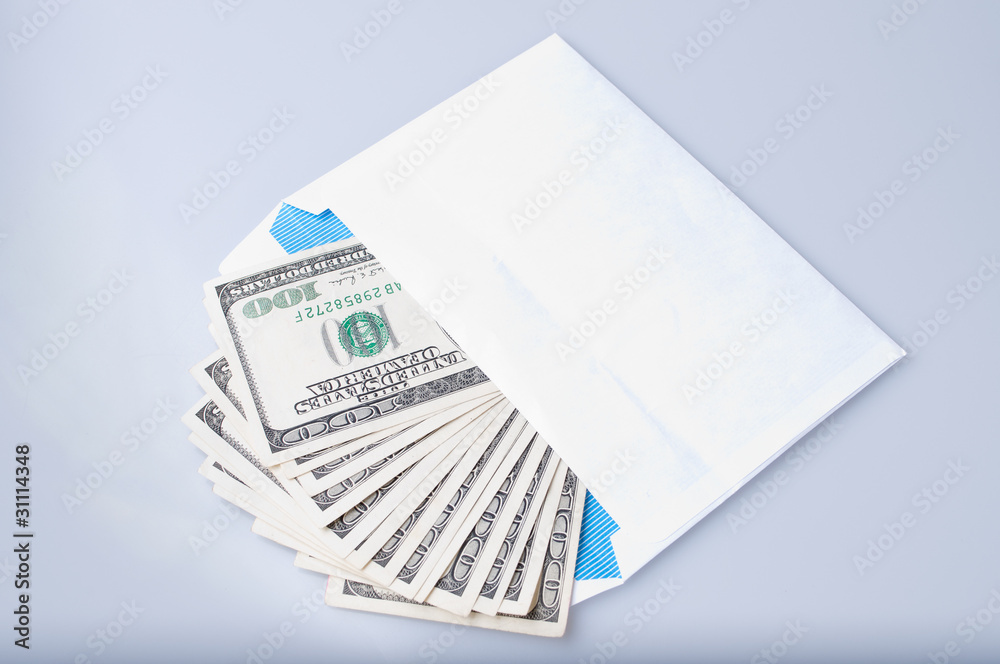 Dollars banknote in the envelope Dollars banknote in the envelope