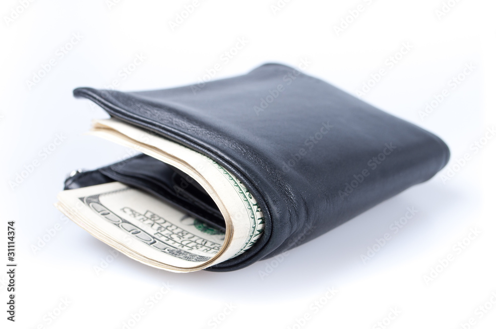 Wallet with dollars isolated on white background Wallet with dollars isolated on white background
