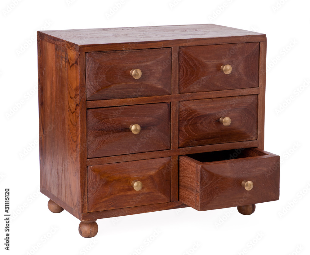 Apothecary wood case isolated