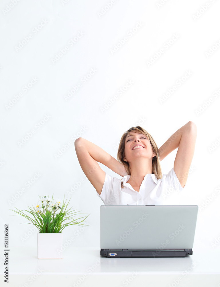 Relaxed woman and cool business