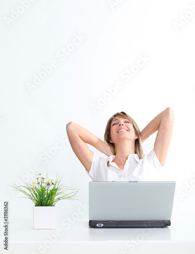 Relaxed woman and cool business