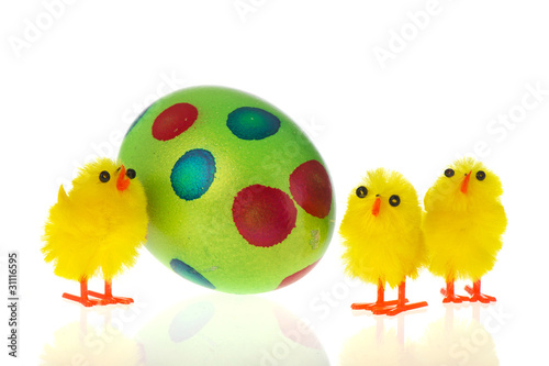 Easter chicks with painted egg