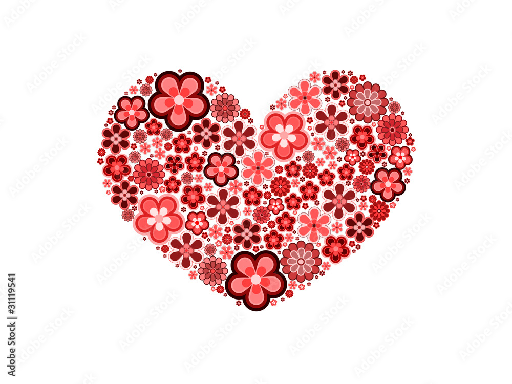 Heart made from many various flowers Heart made from many various flowers