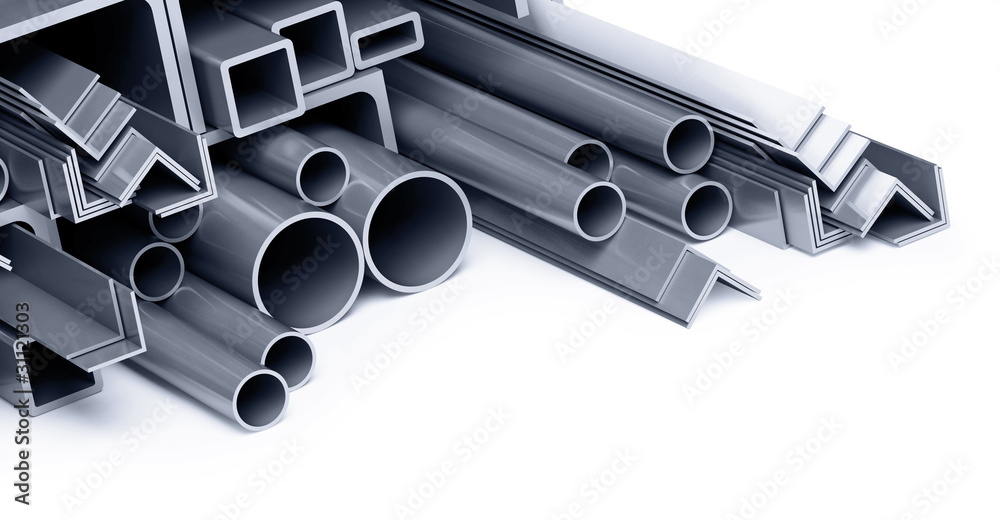 background metallic pipes, corners, types