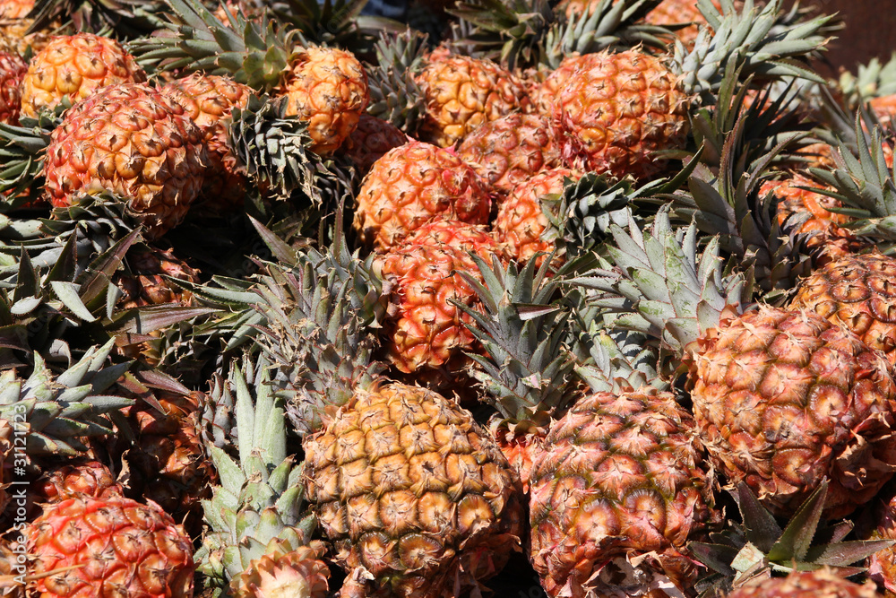 Pineapples at a market in Cuba
