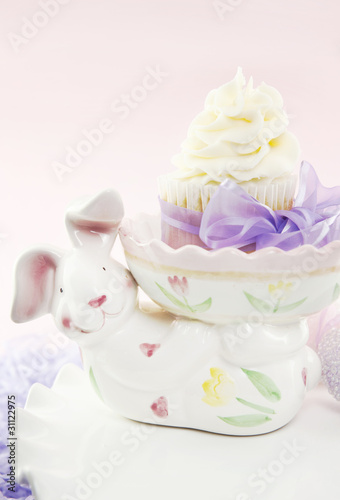Cupcake In Easter Bunny Dish
