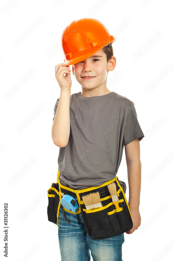 Kid boy wearing helmet Kid boy wearing helmet