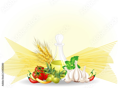 Spaghetti Italia Cucina Mediterranea-Italian Food-Vector