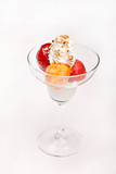 fruits sorbet with vanilla ice cream