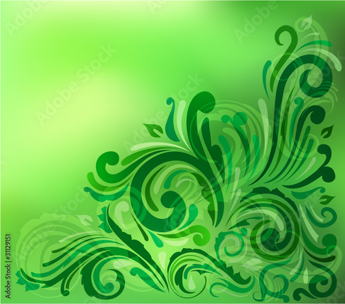 Green floral background with copyspace - eps10