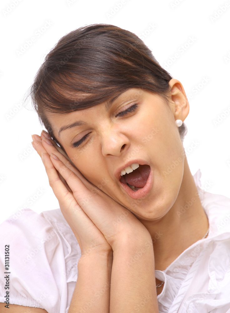 The beautiful business woman sleeps on a white The beautiful business woman sleeps on a white