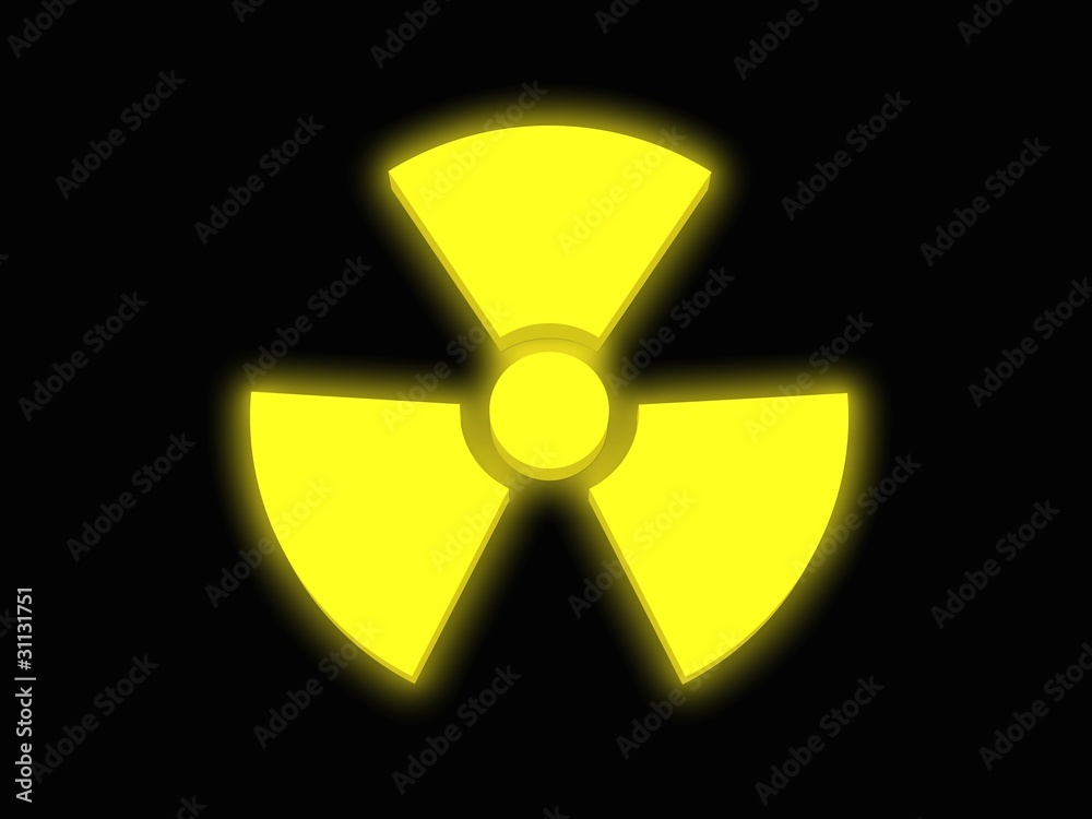 3d render of a glowing yellow radioactivity sign 3d render of a glowing yellow radioactivity sign