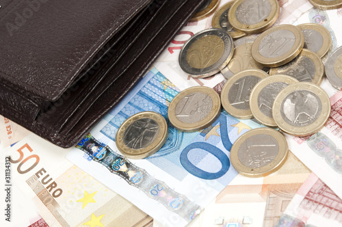 Euro banknotes and coins