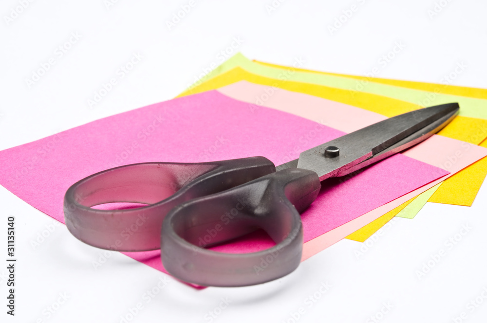 Post it and scissors Post it and scissors