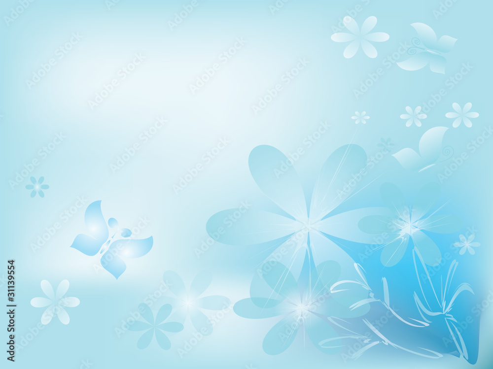 Abstract background with flowers in blue colors Abstract background with flowers in blue colors