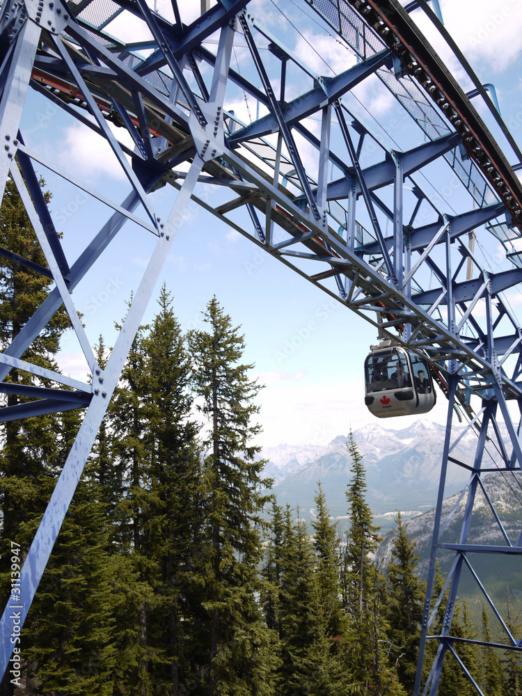 Cable car up Sulphur Mountain in Banff Albert Canada Cable car up Sulphur Mountain in Banff Albert Canada