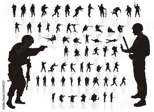 silhouette of soldiers