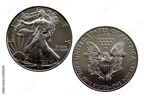 Obraz na płótnie isolated silver eagle 2011 - obverse and reverse