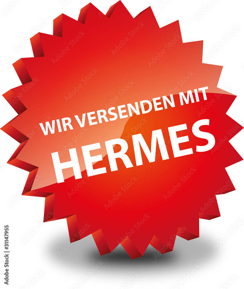 Button Rund Wir versenden mit Hermes