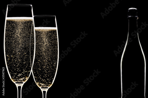 Backlit champagne flutes