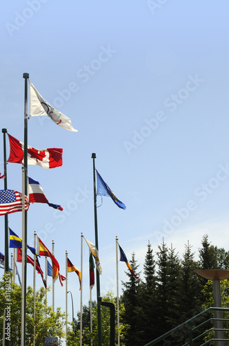 Olympic flags in Calgary in Alberta Canada photo