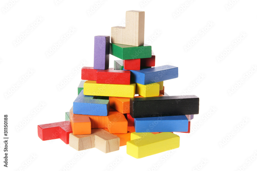 Naklejka premium Wooden Building Blocks