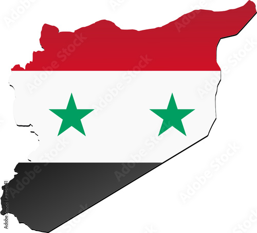Map of Syria with flag  relief 
