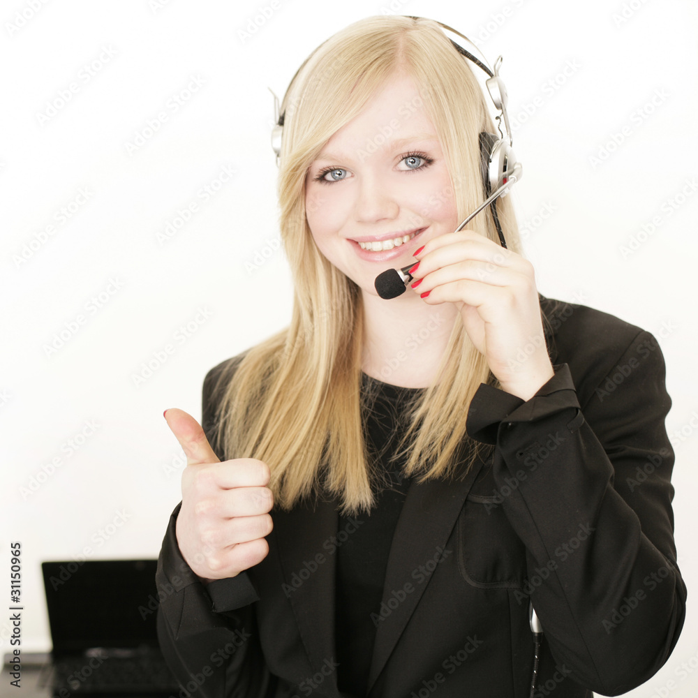 Frau mit Headset