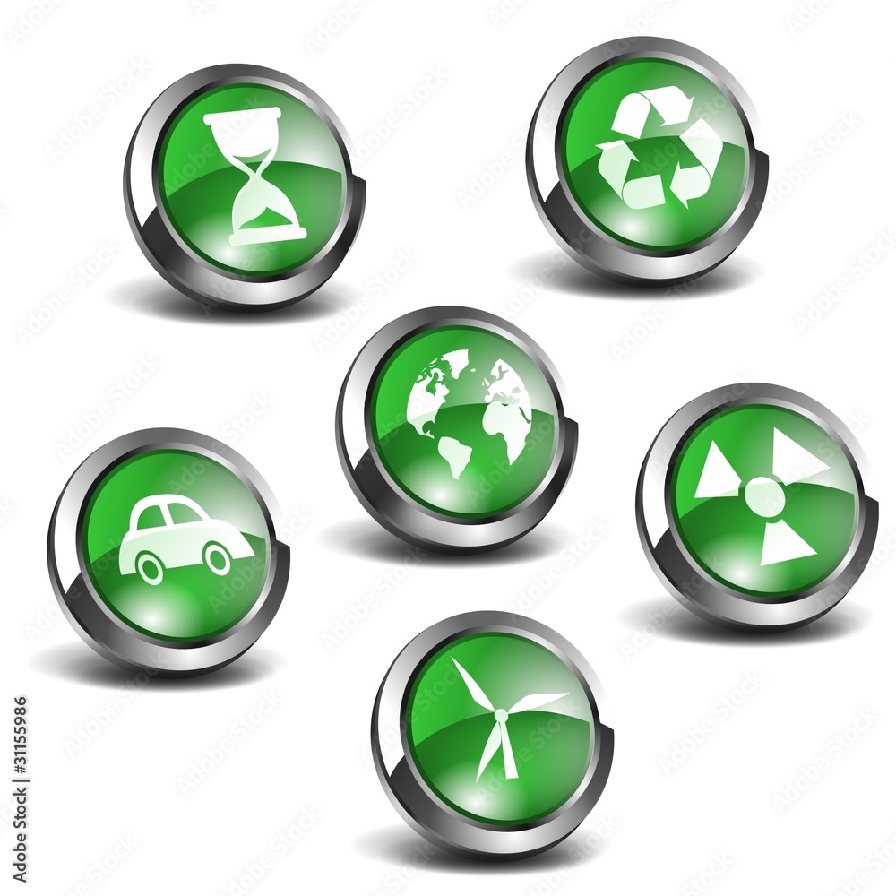 3d Green Icons Set 02