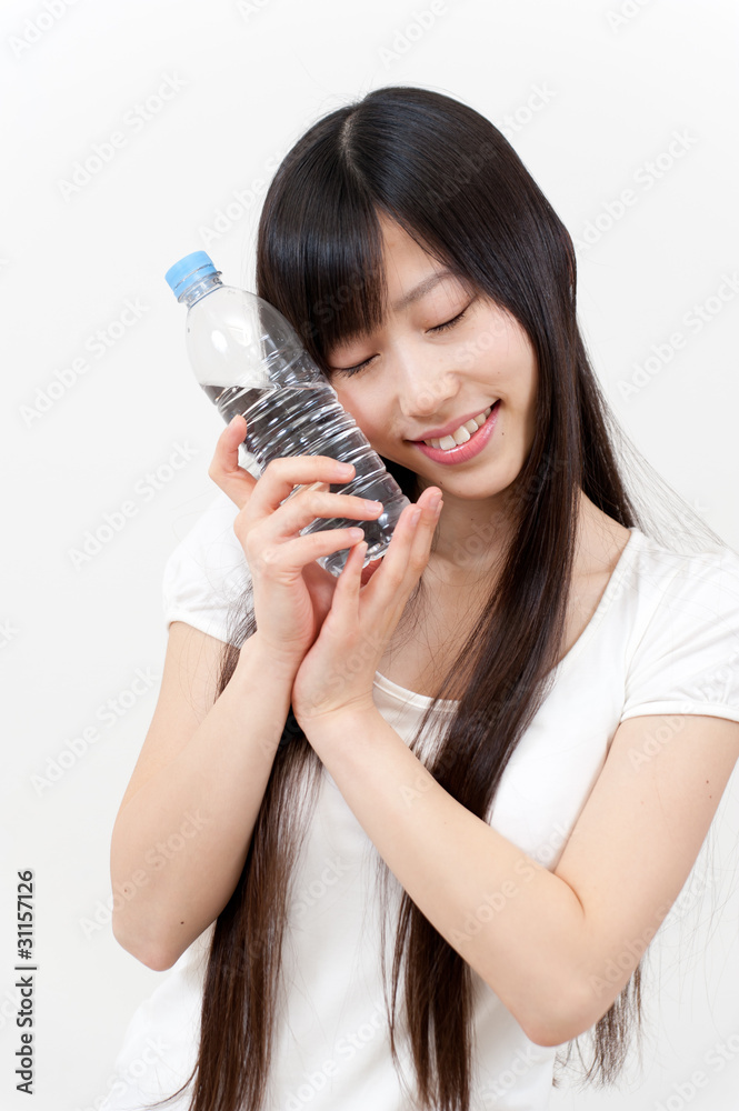 asian beautiful woman with pure bottle water asian beautiful woman with pure bottle water