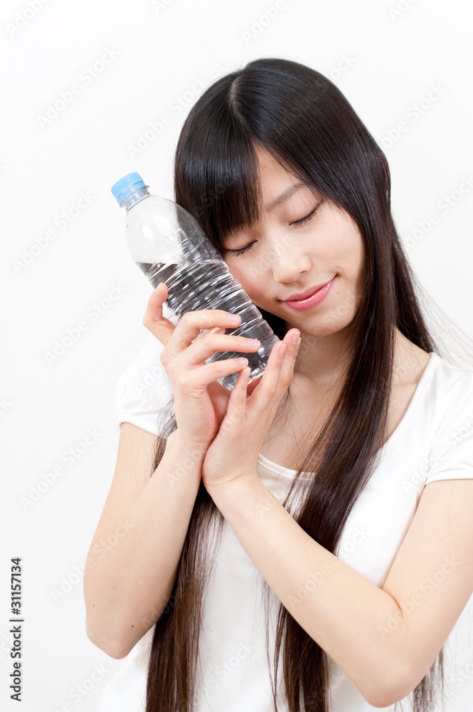 asian beautiful woman with pure bottle water asian beautiful woman with pure bottle water