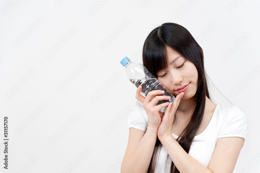 asian beautiful woman with pure bottle water asian beautiful woman with pure bottle water