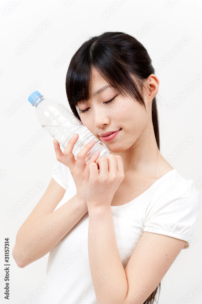 asian beautiful woman with pure bottle water asian beautiful woman with pure bottle water