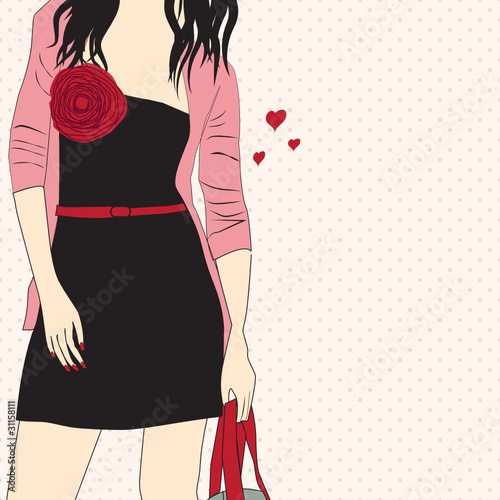 Romantic girl , card for life events