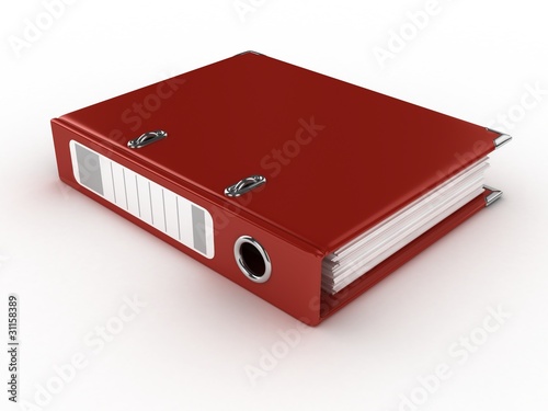 red ring binder isolated on the white background