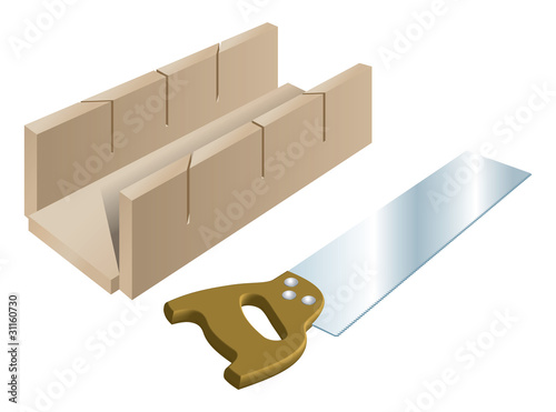 Tenon saw and mitre block for cutting angles